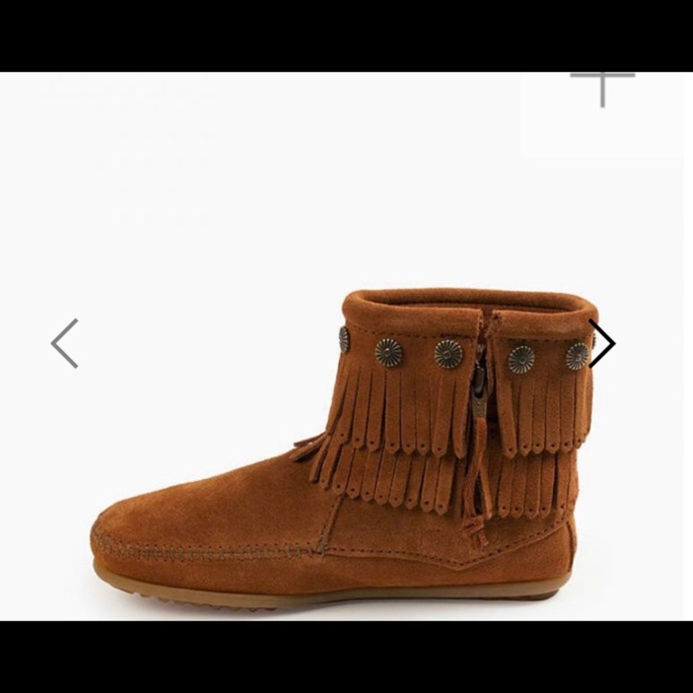 Minnetonka moccasins leather brown ankle